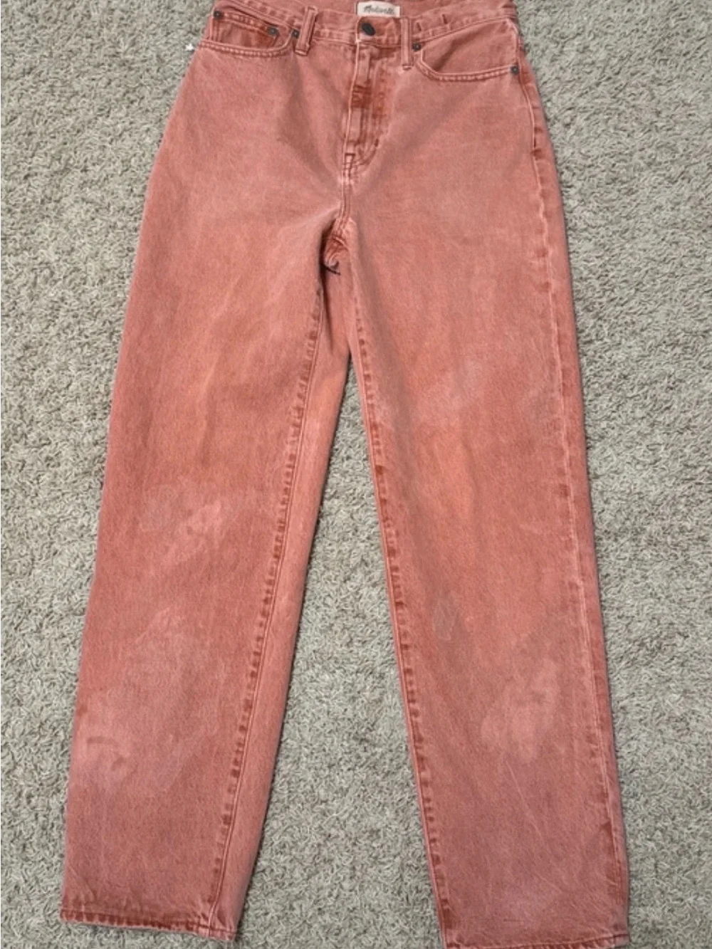 Madewell garments dyed weathered brick baggy straight jeans